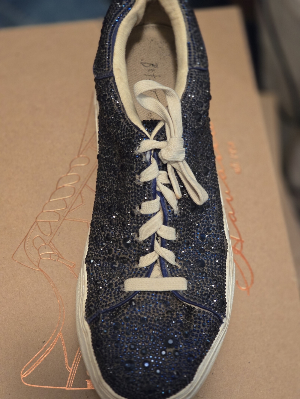 Betsey Johnson Navy Blue Sequin Lace-Up Sneaker